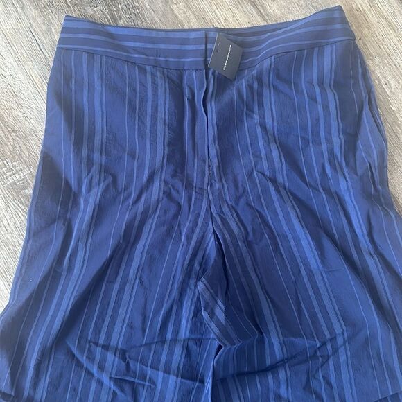 Club Monaco Women's Blue Striped Shiny Wide Rib Full Length Pants Size 2/4/6 NWT - Picture 4 of 5